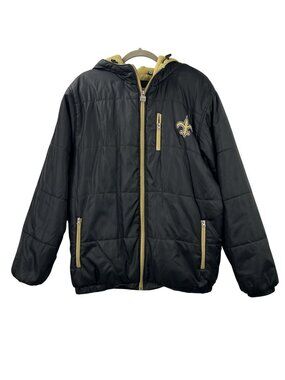 NFL Pro Line New Orlean Saints Mens Medium Hooded Full Zip Lined Puffer Jacket